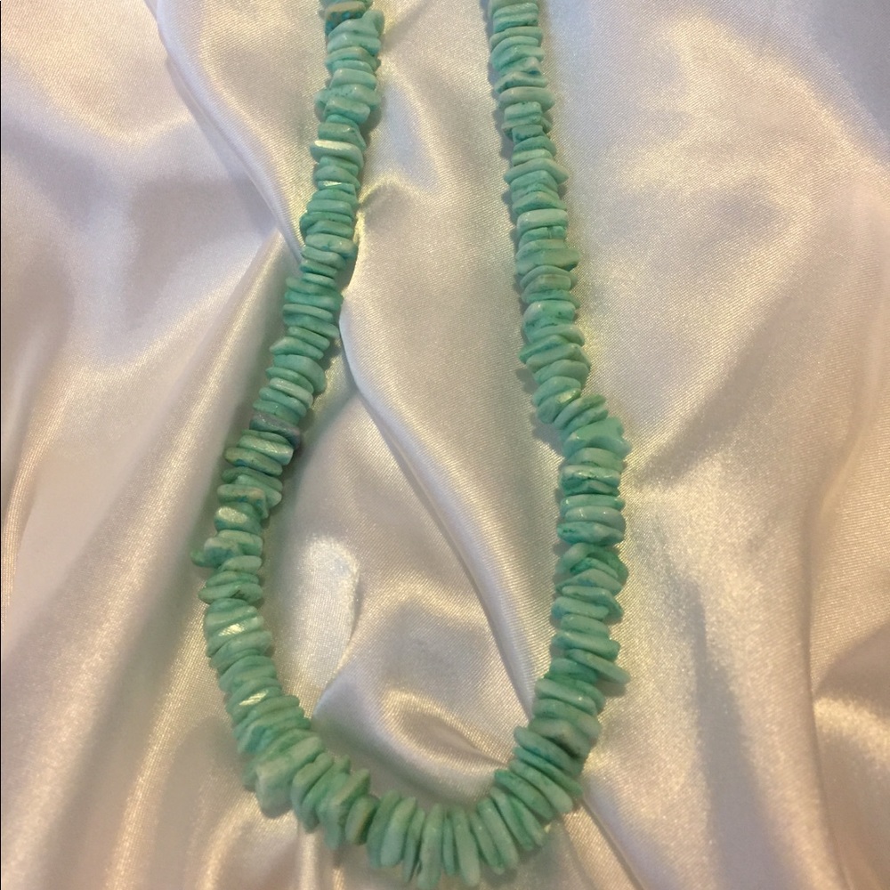 New Aqua Colored Coral Chip 16” Choker Necklace